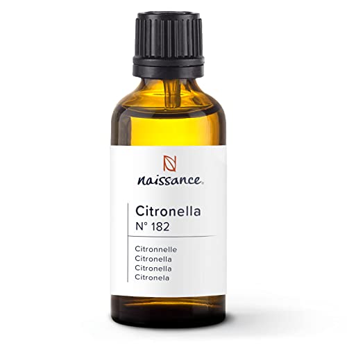 Naissance Aceite Esencial de Citronela (No. 182) - 50ml - Puro, Natural, Vegano & No Diluido - Para Quemador, Humificador, Aromaterapia, Difusor, Masajes Corporales - Velas, Jabon, Baño