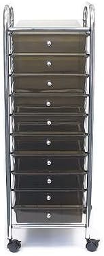 Storage Studios Home Center Rolling Cart W/10 Drawers-15.25'X37.5'X13' Smoke