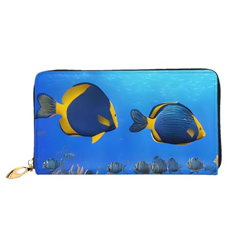 Fish Pattern Long Leather Wallet,Large Capacity Soft Pu Leather Purse For Women With Multiple Card Slots Phone Pocket And Zipper Coin Purse Stylish Phone Card Holder Clutch