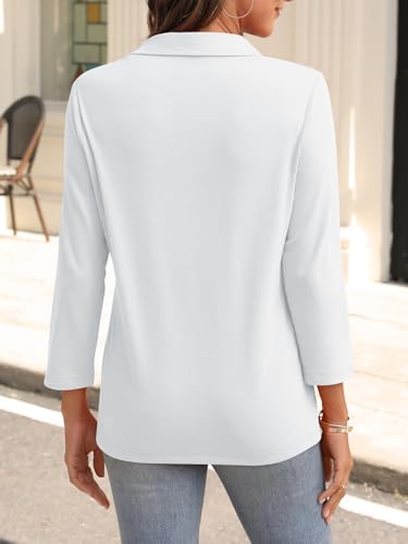 Womens V Neck Polo Shirts 3/4 Sleeve Collared Tops Business Casual Summer Tops Trendy Loose2