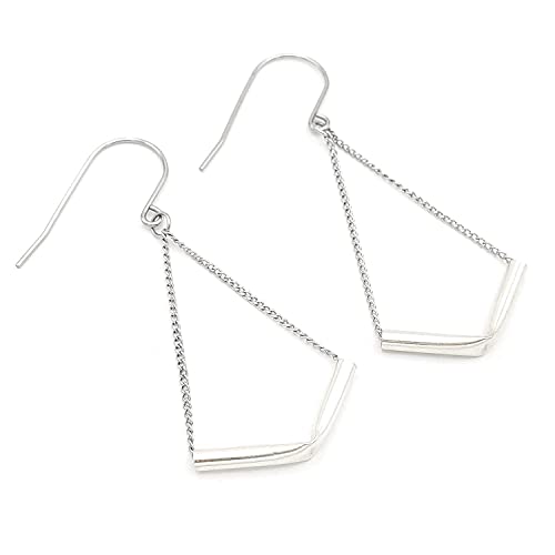 Boucles d'oreilles pendantes argentées en forme de chevron, le cadeau idéal de 5cm