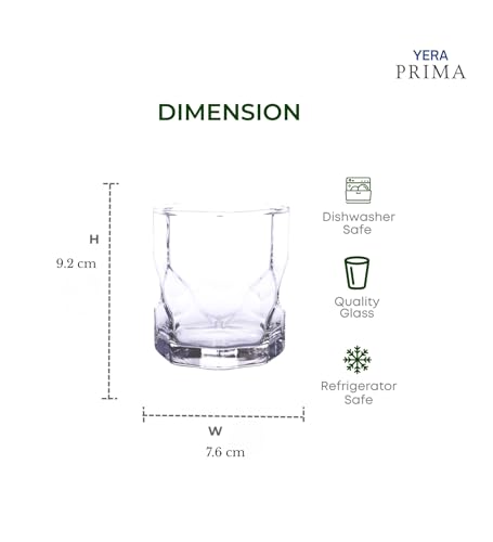 Image of Yera Prima Oak Whisky /Scotch /Water Glasses- 285 ml Each -Set of 4 pcs Tumblers Lead-Free Whiskey Glasses for Scotch Bourbon Cognac Brandy Cocktail Whiskey