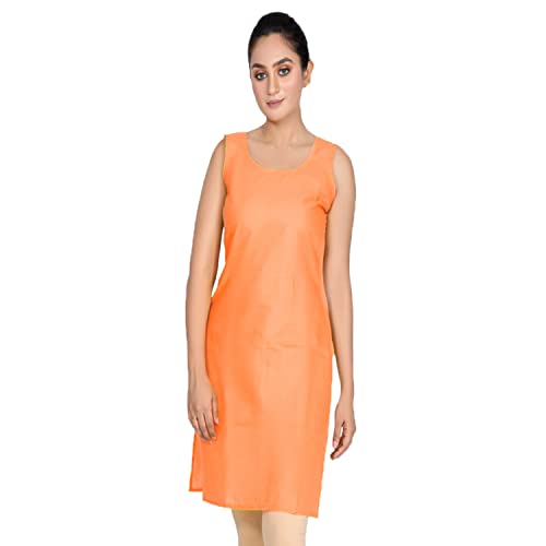 Image of Women's Cotton Long Camisole for Kurti /Suit Slip /Long Inner /Samij for Women Sameej /Knee Length Inner Wear /Sameez /Kurti Slip /Round Neck /Invisible