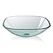 Miligore Modern Glass Vessel Sink - Above Counter Bathroom Vanity Basin Bowl - Square Clear