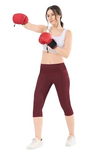 Image of TRASA Active 3 /4th Yoga Pants for Womens Gym High Waist with 2 Pockets, Tummy Control, Workout Pants 4 Way Stretch Yoga Capri - Available Sizes - S, M, L,XL, 2XL,3XL,4XL