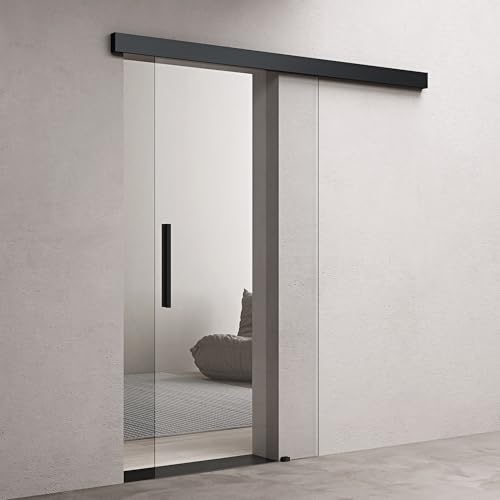doporro Glasschiebetür Komplettset 77,5 x 205cm | 15mm Wandabstand | Schiebetür mit ESG-Sicherheitsglas | Zimmertür Glas Klarglas und Schwarz Stangengriff | Amalfi-plus 20 doporro Glasschiebetür Komplettset 77,5 x 205cm | 15mm Wandabstand | Schiebetür mit ESG-Sicherheitsglas | Zimmertür Glas Klarglas und Schwarz Stangengriff | Amalfi-plus 20