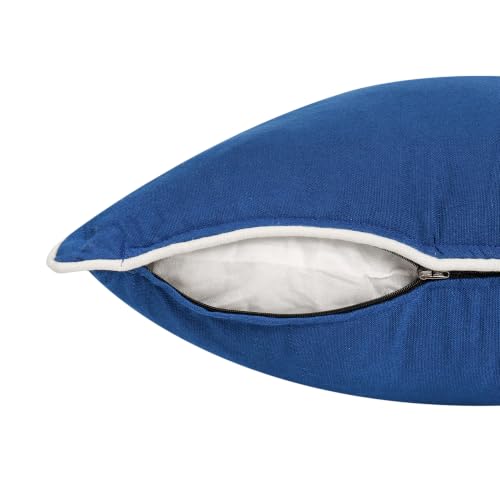 Image of Blue Woven Quilted Floor Cushion Set 60x60x10 CM with Fillers & Back Cushion, Large Size for Seating, Patio Seat, Meditation, Yoga, Pooja, Guests, Living 24x24x4