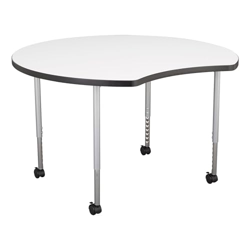 Image of Learniture Structure Series Collaborative Dry-Erase Activity Table, Crescent Mobile Collaborative Table with Whiteboard Top, 43 inch L x 46 inch W x 30 inch H, White /Black