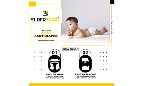 Image of ElderBerry Premium Baby Pant Diaper Large Size (9 to 14 Kg) 52 Count