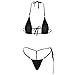 IWEMEK Women Brazilian Sheer Halterneck Lingerie G-String Micro Thong Tie Sides Teeny Mini Triangle Bikini Set Swimsuit