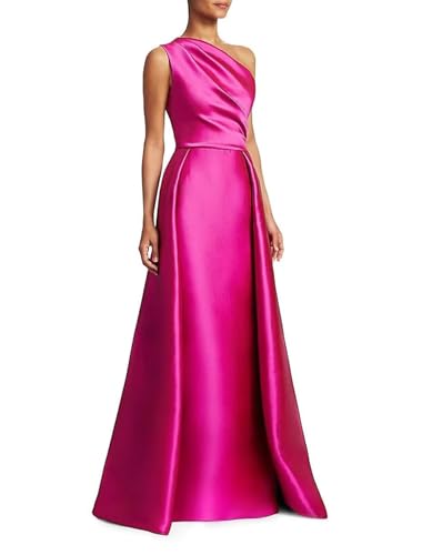 Satin One Shoulder Mother of The Bride Dresses Long A Line Wedding Guest Dress4