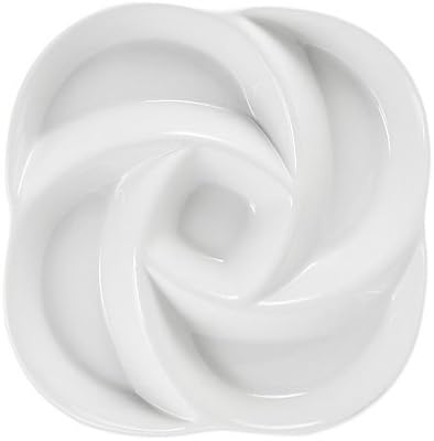 Everyday White by Fitz and Floyd Swirl Chip and Dip 5 Section Server. 12" L x 12" W x 2.625" H