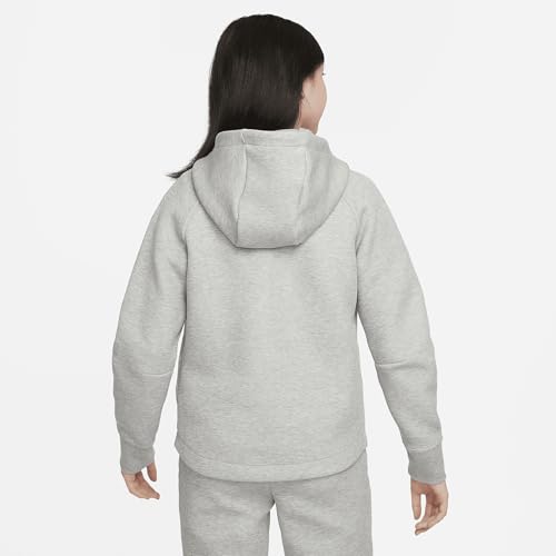 Nike Sportswear Tech Fleece Big Kids' (Girls') Full-Zip Hoodie (FD2979-063, Dark Grey Heather/Black/Black)2
