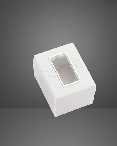 Image of 1 Modular Surface Mount Gang Box White And Silver Line Glossy Premium Polycarbonate Box for Universal Standard Modular Electrical Switches Pack of 1