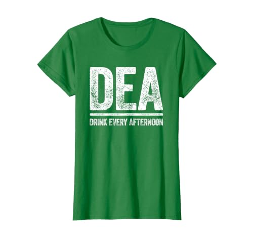 DEA Drink Every Afternoon Shirt Funny Men Women Drinking T-Shirt, Women, Kelly Green, XX-Large