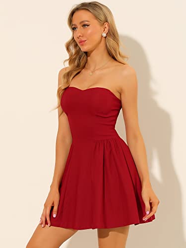 Image of Allegra K Women's Strapless Party Sexy Sweetheart Neck Halloween Fit and Flare Mini Tube Top Dress
