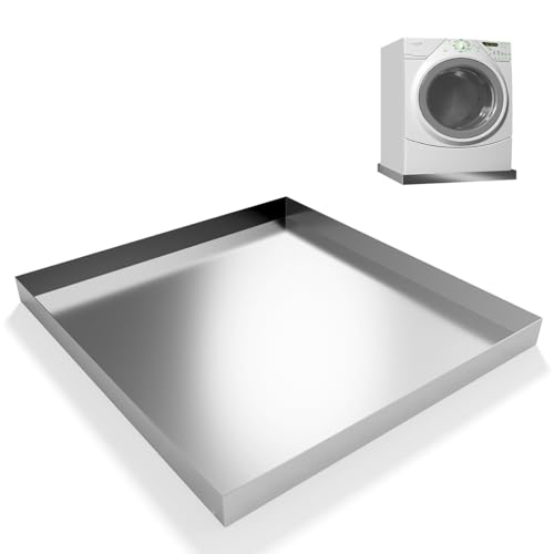 jkxoo Washing Machine Pan-32' x 30' x 2.5' Heavy Duty 304 Stainless Steel Washing Machine Tray, Washer Pan, Washing Drain Pan, Protecting The Floor, Wood Deck, No Hole