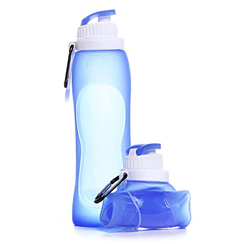 Omana 500ml Collapsible Silicone Water Bottle, BPA-Free, Lightweight & Leakproof Foldable Bottle with Carabiner