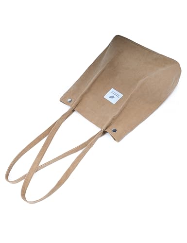 Image of Corduroy Tote Bag Cute Tote Bags for Women Shoulder Bag with Inner Pocket for Work Beach Travel and Shopping Grocery