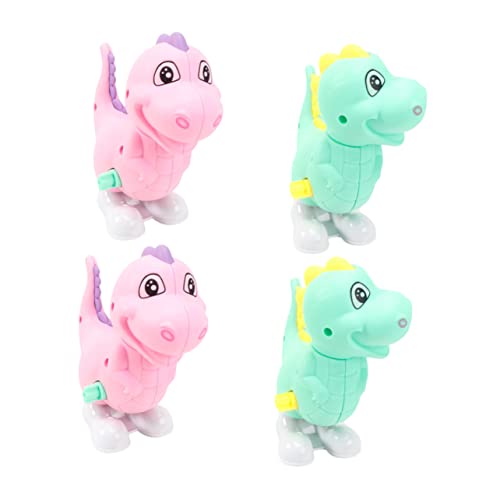 Vaguelly 4pcs Cartoon Dinosaur Clockwork for Fun Wind Up Plaything Random Color Simple Design for Playtime and Learning Random Color