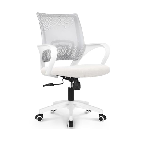 NEO CHAIR Computer Desk Chair Gaming – Ergonomic Mid Back Cushion Lumbar Support with Wheels Comfortable Mesh Racing Seat Adjustable Swivel Rolling Home Executive (Ivory)