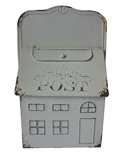 Briefkasten aus Metall, verwittert, Used-Look, Vintage, Retro, Weiß Cover