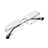 Laurinny Vintage Rimless Sunglasses Fashion Retro Clear Glasses for Women Men Gold Metal Frameless Rectangle Sunnies UV400