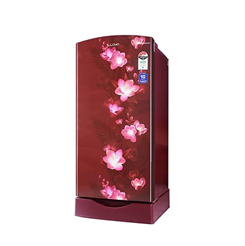 Image of LLOYD 195 L 5 Star Base Stand Inverter Direct Cool One Door Refrigerator Appliance (GLDF215SS1LC, Gardenia Wine)
