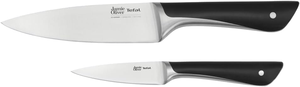 Tefal Jamie Oliver 2-Piece Kitchen Knife Set – German Stainless Steel, Durable Sharp Blades, Comfortable Handles, Black – K267S255