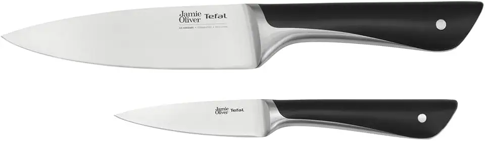 Kit de Facas Tefal 2 Peças Jamie Oliver - Cabo Reforçado com Estrutura Interna de Aço e Feita de Aço Inox Alemão