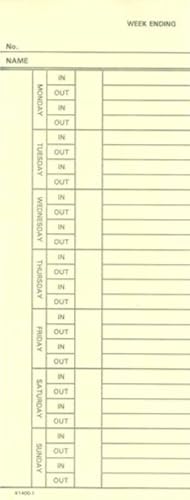 200 Weekly Time Cards for Amano, Acroprint, Compumatic, Icon, Lathem, Simplex, and others