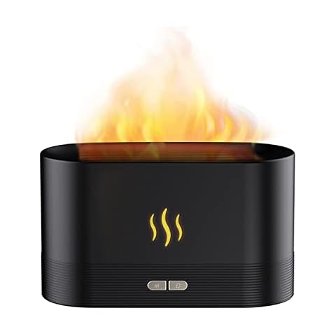 YP Gadgets Imitation Flame Aromatherapy Diffuser and Home Humidifier. 5 Colours.LED Light Essential Oil Diffuser and Air Purifier for Bedroom.Aroma Diffusers for Bedroom. Kawaii Room Decor (Black) Cover