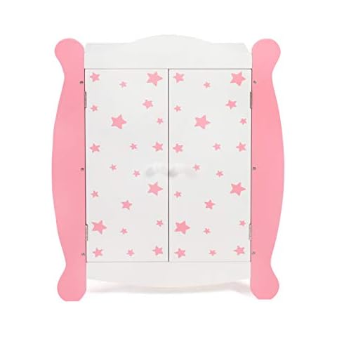 Bayer Chic 2000 - Puppenkleiderschrank mit Kleiderstange und Kleiderbügel, Puppenschrank, Puppenmöbel, Stars pink, 22 x 46 x 59 cm Cover