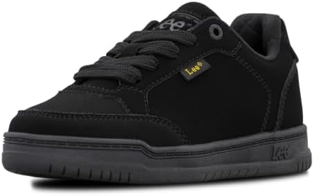 Lee Unisex-Child Roland Retro Court Sneaker, Black Mono, 13 Little Kid