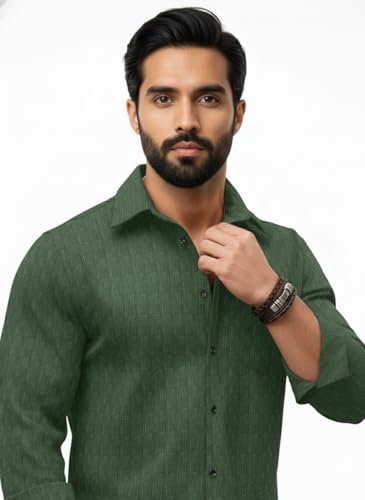 Image of Amazon Brand - INKAST Men's Regular Fit Button Down Dress Shirts Textured Long Sleeve Casual Hawaiian Shirt