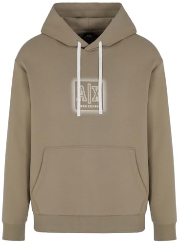 Armani Exchange Utility Edge, Printed Logo Sudadera con Capucha, Cashew Roasted, L para Hombre