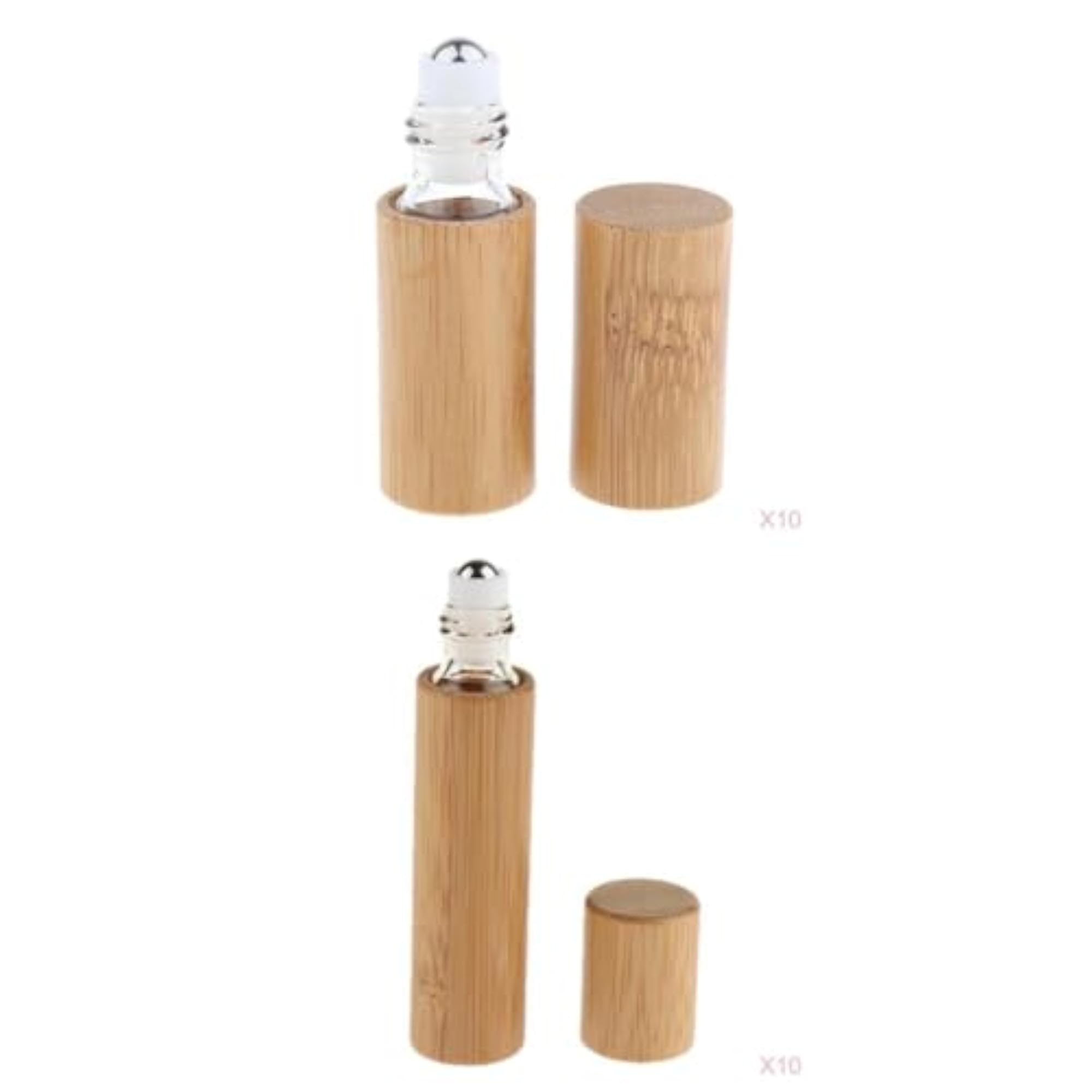 20 Pcs Handmade Bamboo Refillable Empty Essential Oil Makeup Roll on Bottle