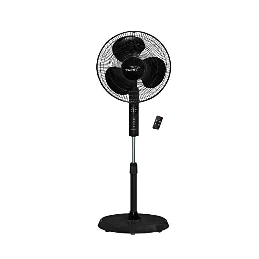 V-Guard Esfera 3 Blade Pedestal Fan With Remote Control | Three Fan Speed Modes | 1300 RPM Motor | 2-Year Warranty | 55 W | Black | 40 cm (400mm)