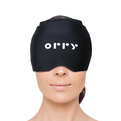 ORRY Masque de Gel Glacé pour la Tête - Masque de Compression Réutilisable pour la Thérapie par le Froid/Chaud - Soulage la Migraine, les Maux de Tête, les Yeux Gonflés - Facile à Ajuster