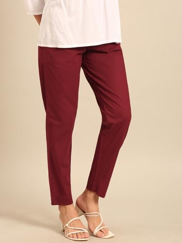 Image of TWIN BIRDS Women Cotton Straight Fit Pants | Ethnic Casual Daily Trousers