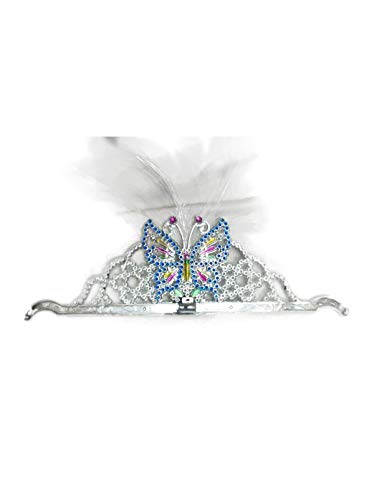 Image of BookMyCostume Silver Butterfly Princess Tiara Feather Crown Headband Fancy Dress Costume Accessory for Girls Free Size