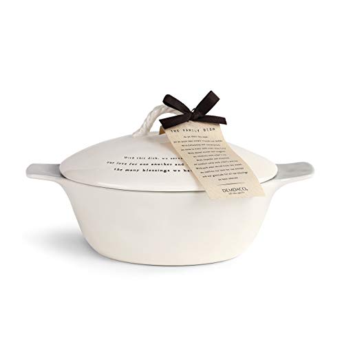 Family Glossy Classic White 10 X 9 Ceramic Stoneware Casserole Dish With Lid #TOP1
