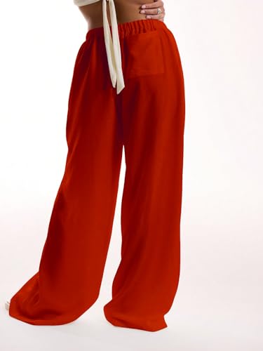 Image of RoseSeek Women's Beach Cover Ups Wide Leg Loose Linen Pants Swimsuit Coverup Summer Vacation Outfits 2026