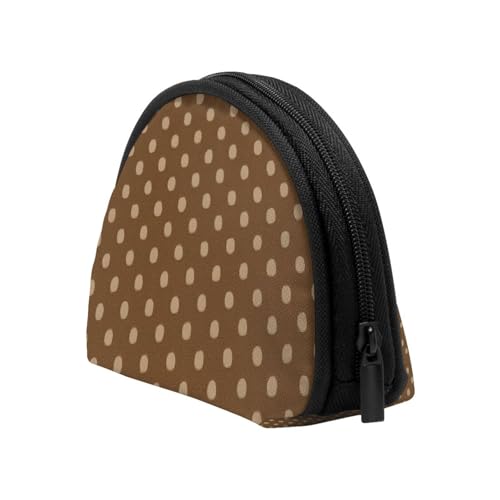 Portable Coin Purse Small Brown Polka Dot Mini Zippered Money Pouch Card Holder4