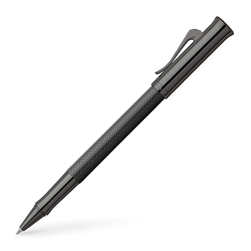 Graf von FABER-CASTELL 145269 - Tintenroller Guilloche Black Edition, Strichbreite B, mit hochwertiger Geschenkverpackung