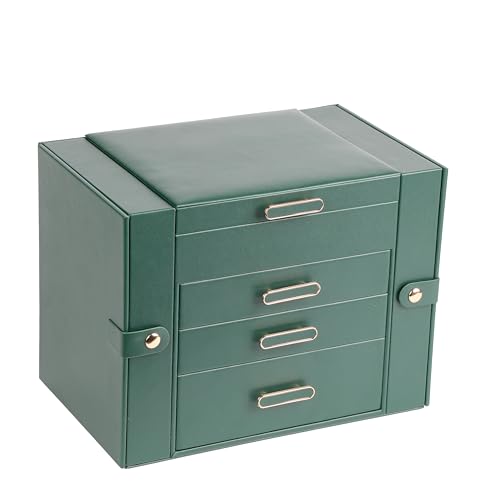 ASINGYER Jewelry Boxes for Women, 4 Layer Jewelry Organizer with 2 Doors for Necklaces Hanging and 2 Closet for Earrings Hanging, Large Jewelry Box with Mirror (Green) - Image 2