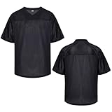 Blank Football Jersey,Mesh Practice Plain Football Shirt 90s Hip Hop Retro Active Unisex Workout Dry-Fit Soccer Sports Tee,Black,Medium