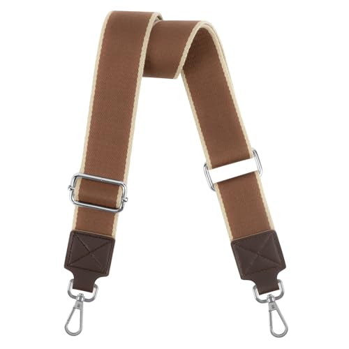 Image of Purse Strap Wide Replacement Crossbody Bag Straps, 1.5 inch Canvas Handbag Shoulder Strap, Adjustable Tote Belt(1.5 inch - Brown - Silver Buckle)
