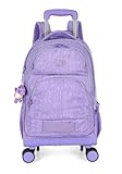Mochila Juvenil com Rodas 360° Grande Dino Crinkle de Costas Notebook Up4you