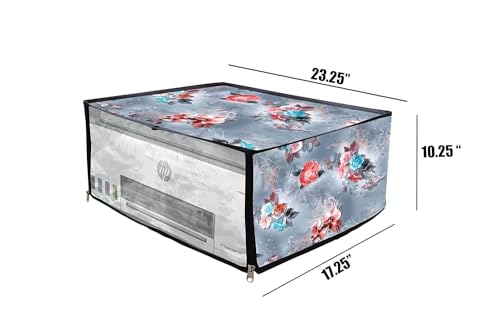 Image of Printer Cover for HP Smart Tank 585 All-in-one WiFi Colour Printer with Zipper for Dust Protection Grey Flower
